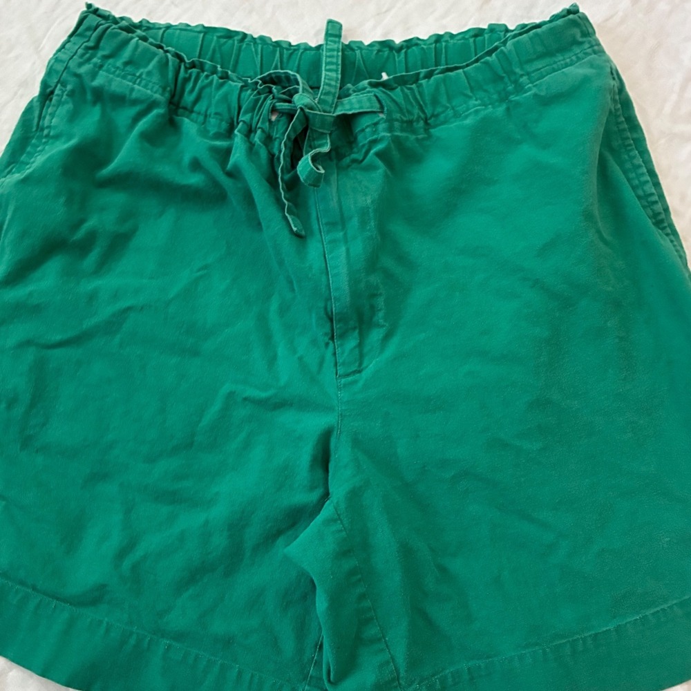 Bugle Boy Shorts Mens Medium Green Vintage Ramie Cotton Preppy Elastic Waist 90s